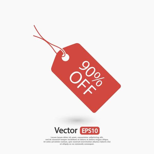 Ícone de etiqueta de 90% — Vetor de Stock