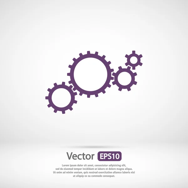 Gears pictogram, platte ontwerpstijl — Stockvector