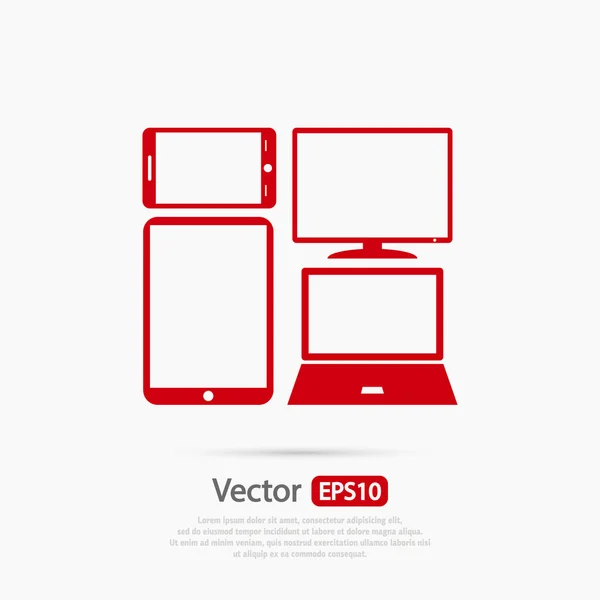 Aantal elektronische apparaten pictogram — Stockvector