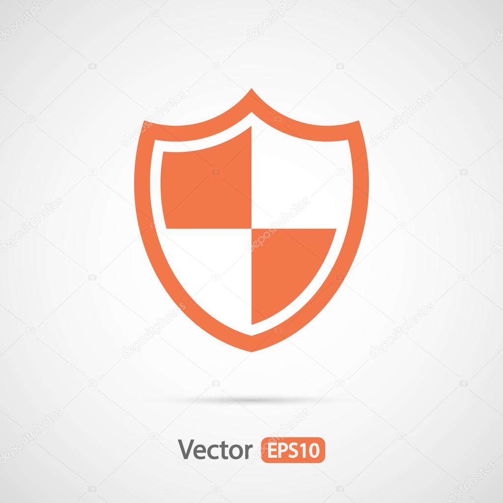 Shield icon,  Flat design style