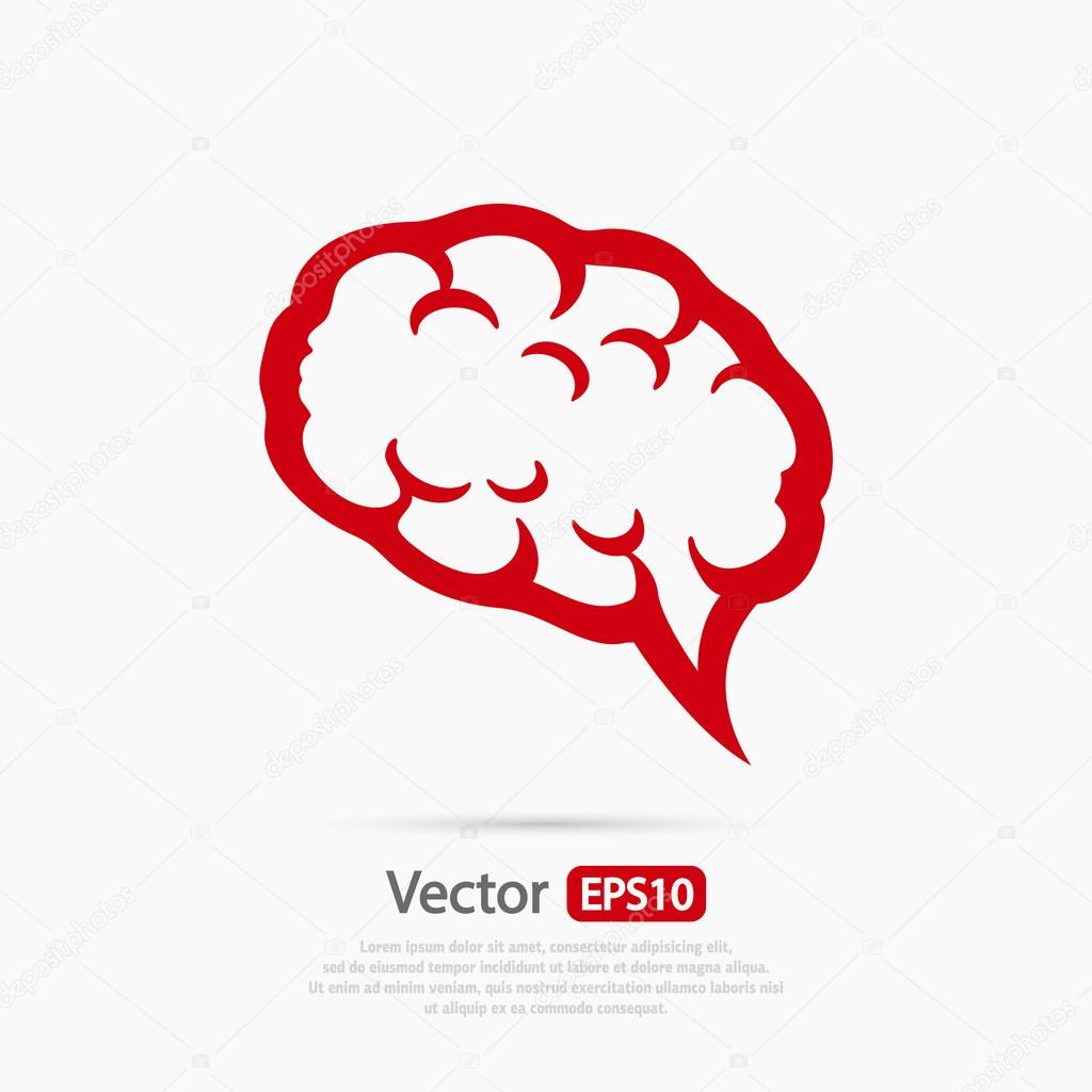 Brain icon Flat design style