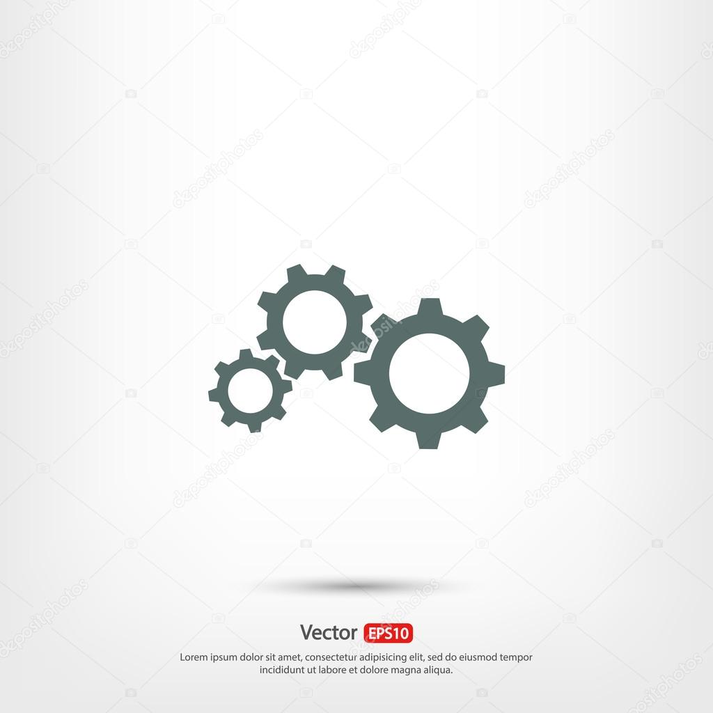 Gears icon, Flat design