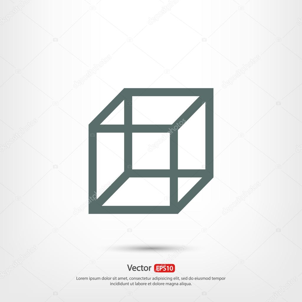 Cube icon,  Flat design