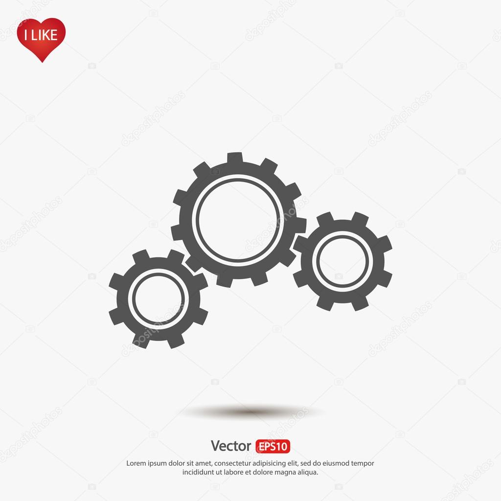 Gears icon, Flat design style