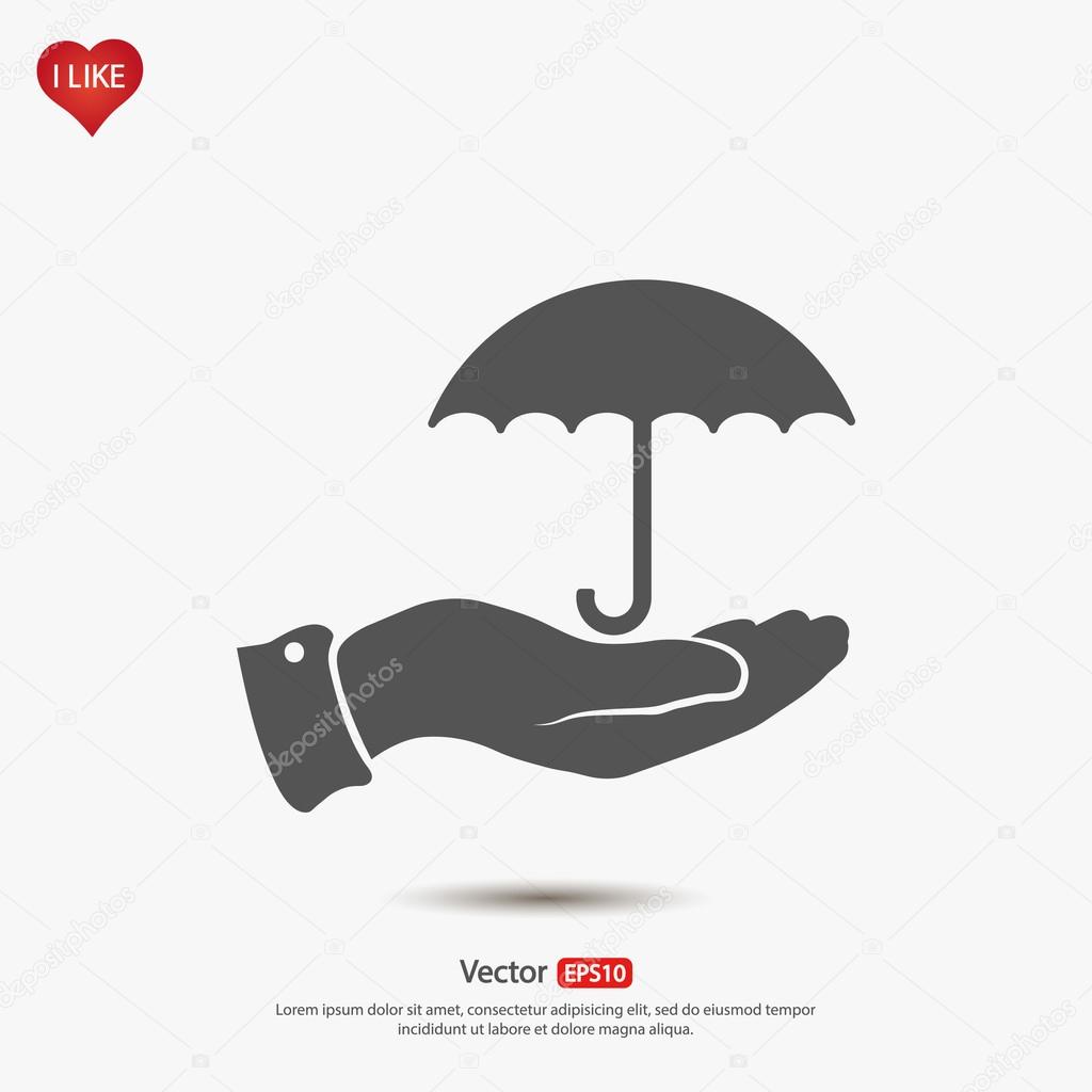 Umbrella with hand  icon