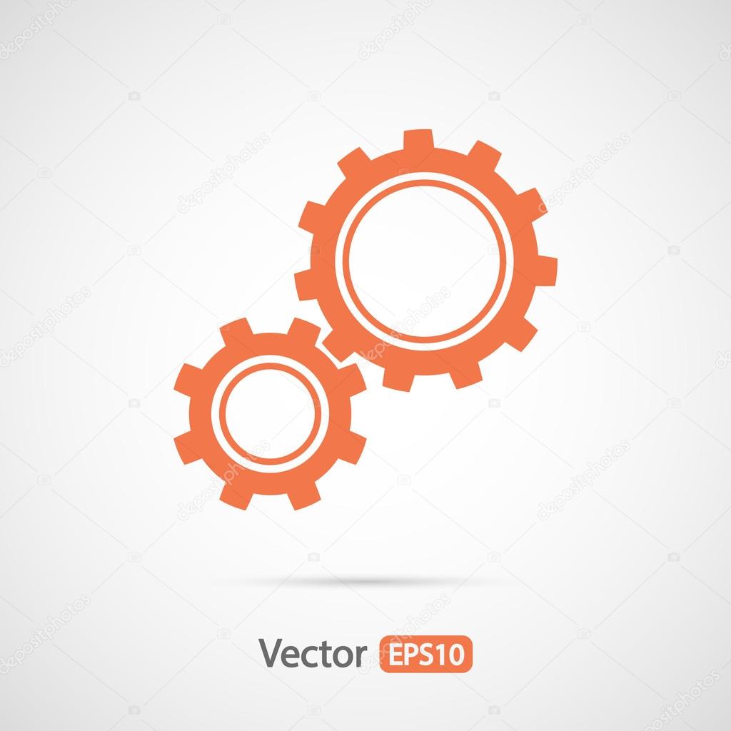 Gears icon, Flat design style