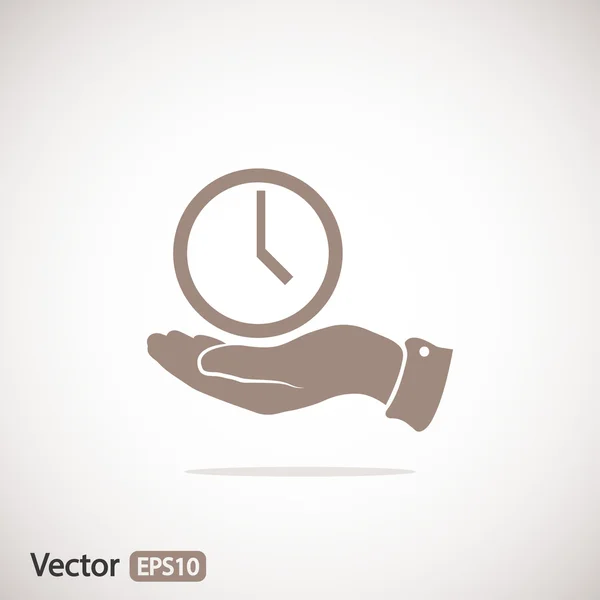 Klok in de hand pictogram — Stockvector