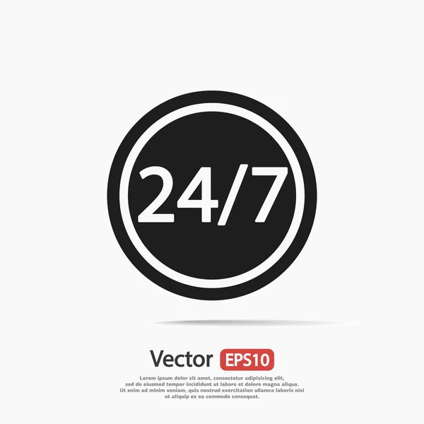 24 uur per dag en 7 dagen een week-pictogram. — Stockvector