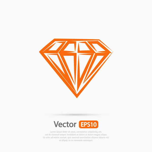 Icono de diamante, diseño plano — Vector de stock