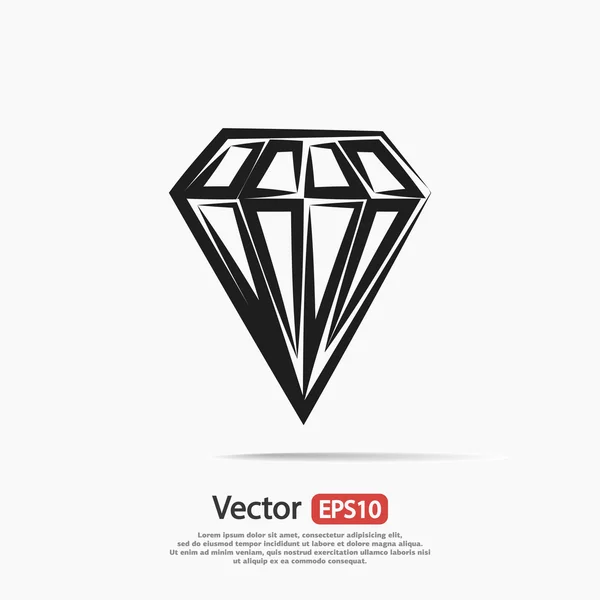 Diamant-Ikone, flaches Design — Stockvektor