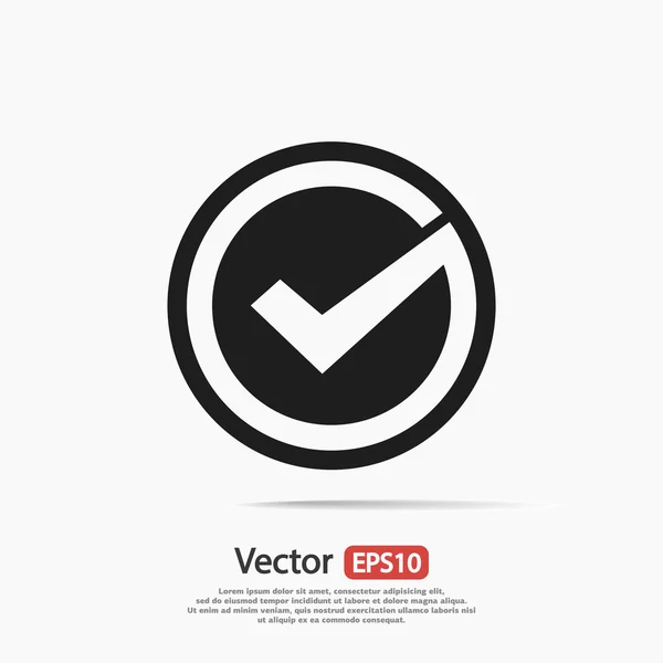 Confirmar ícone. Estilo de design plano — Vetor de Stock