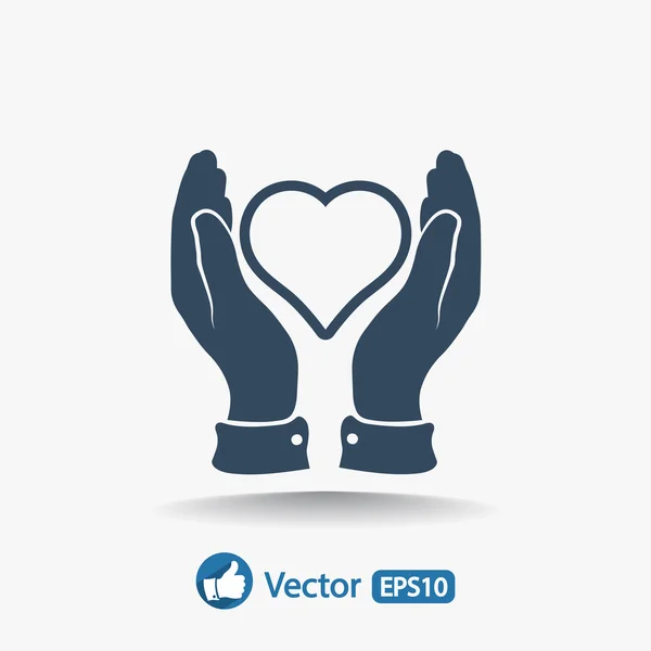 Corazón en las manos icono — Vector de stock