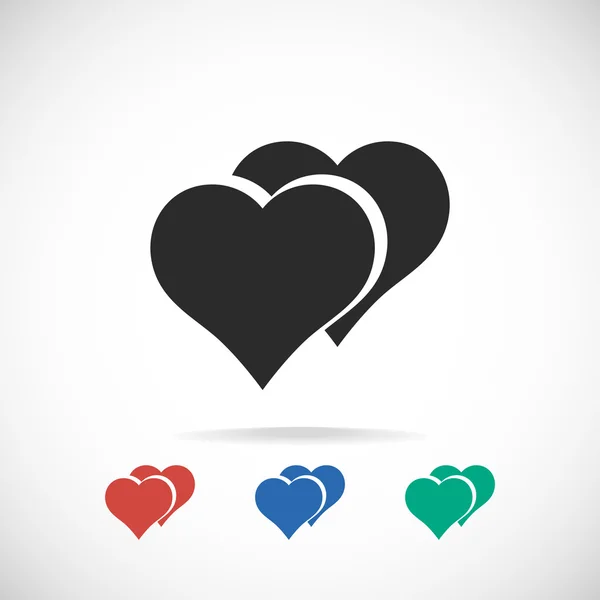 Hjärtan ikon, platt design — Stock vektor
