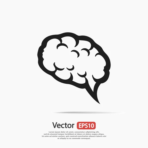 Icona del cervello Stile di design piatto — Vettoriale Stock