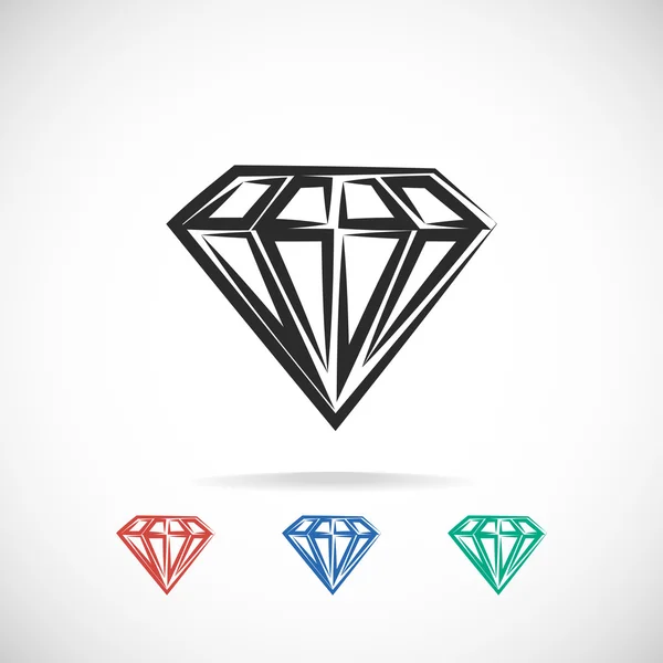 Diamant pictogram, platte ontwerp — Stockvector