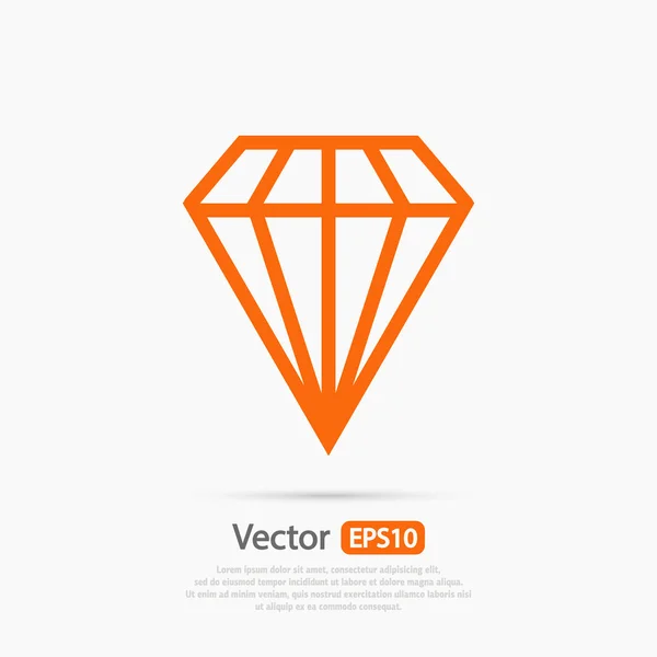 Diamant pictogram, platte ontwerp — Stockvector