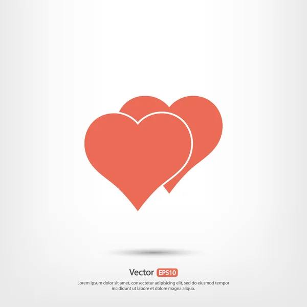 Hjärtan ikon, platt design — Stock vektor