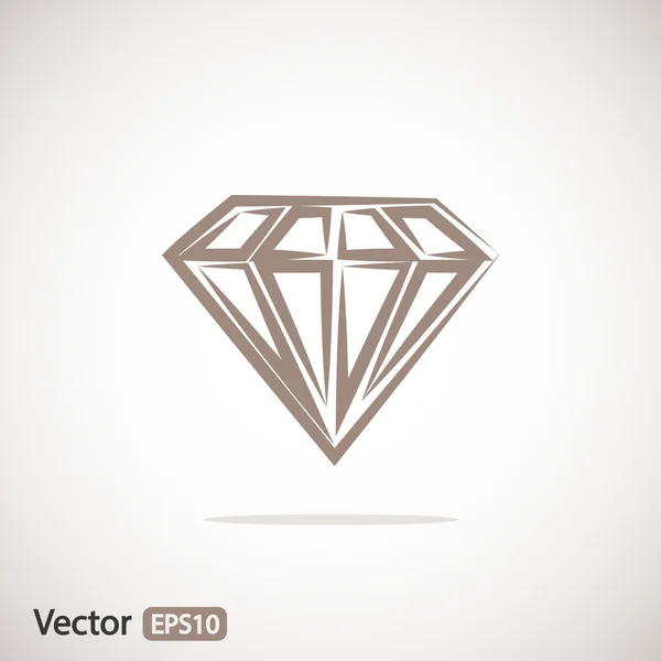 Ícone de diamante, design plano — Vetor de Stock