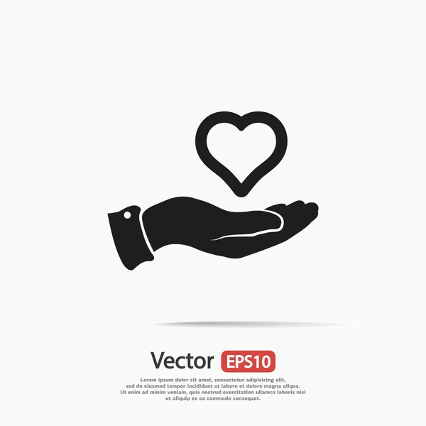 Hjerte i hånd ikon – Stock-vektor