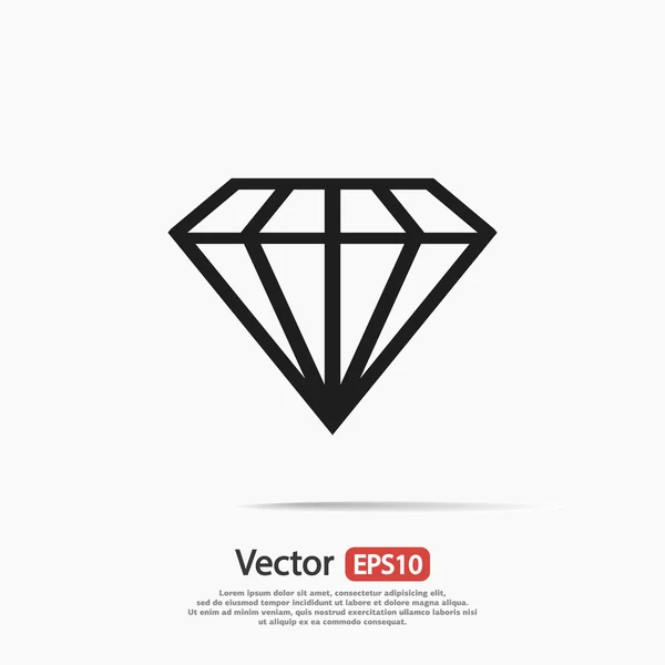 Icône diamant, design plat — Image vectorielle