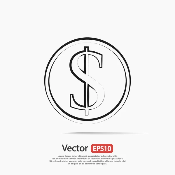 Ícone de dinheiro, estilo de design plano — Vetor de Stock