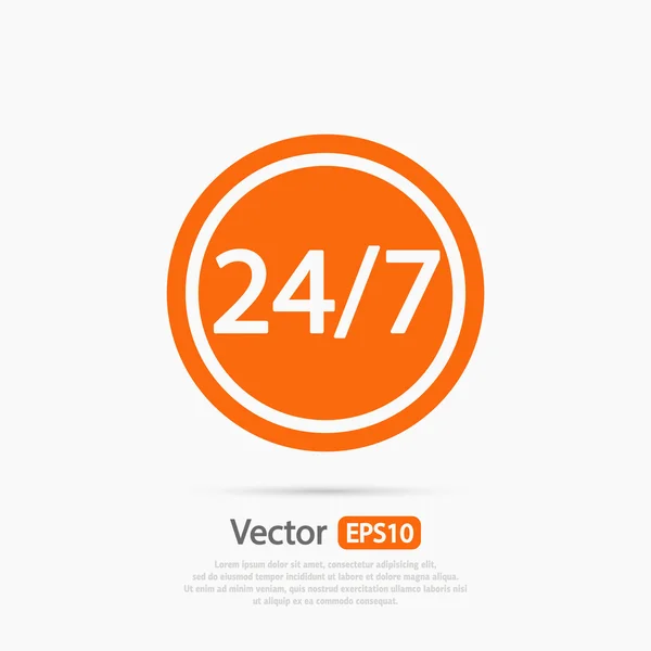 24 hodin denně a 7 dní týden ikonu. — Stockový vektor
