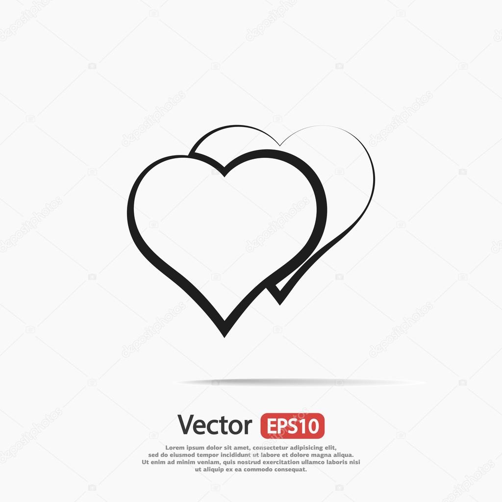 Hearts icon, flat design