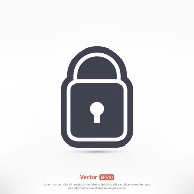 Kilit simgesi, düz tasarım stili