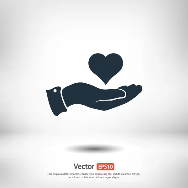 Hart in de hand pictogram — Stockvector