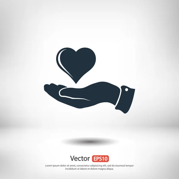 Hart in de hand pictogram — Stockvector