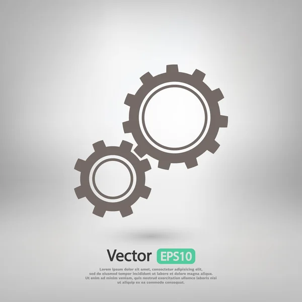 Gears pictogram, platte ontwerpstijl — Stockvector