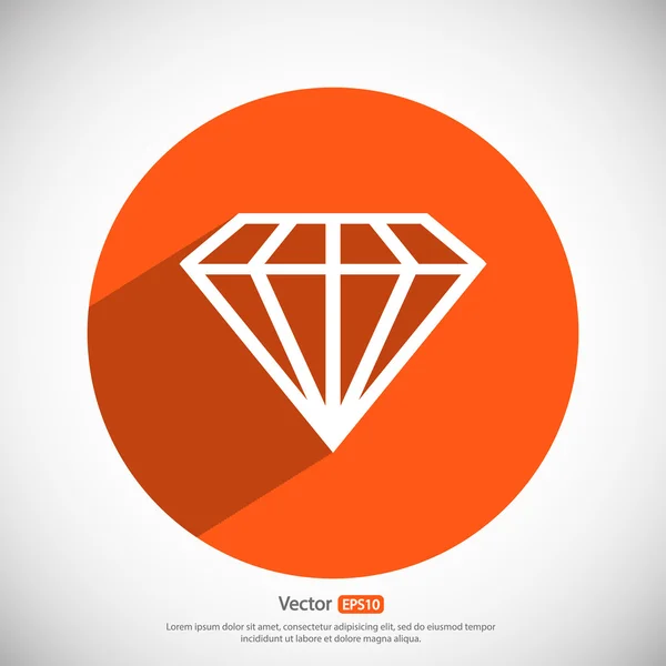 Diamant pictogram, platte ontwerp — Stockvector