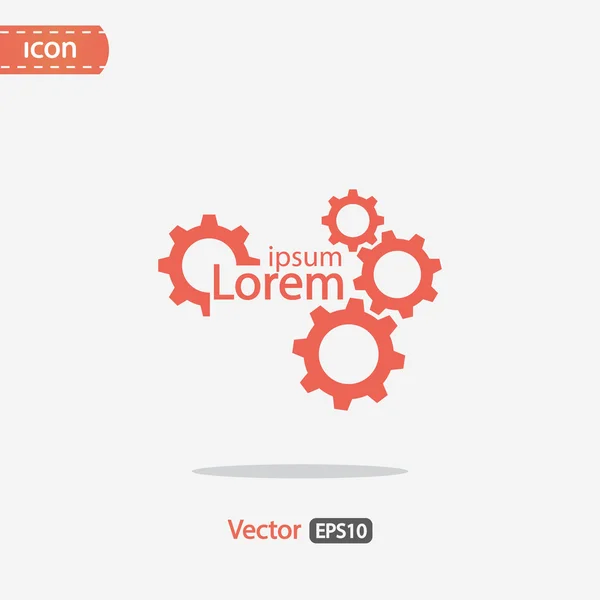Icono de engranajes, estilo de diseño plano — Archivo Imágenes Vectoriales