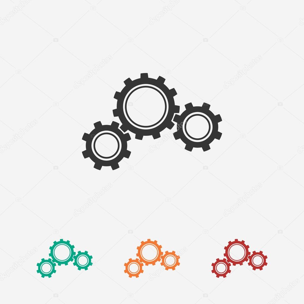 Gears icon, Flat design style