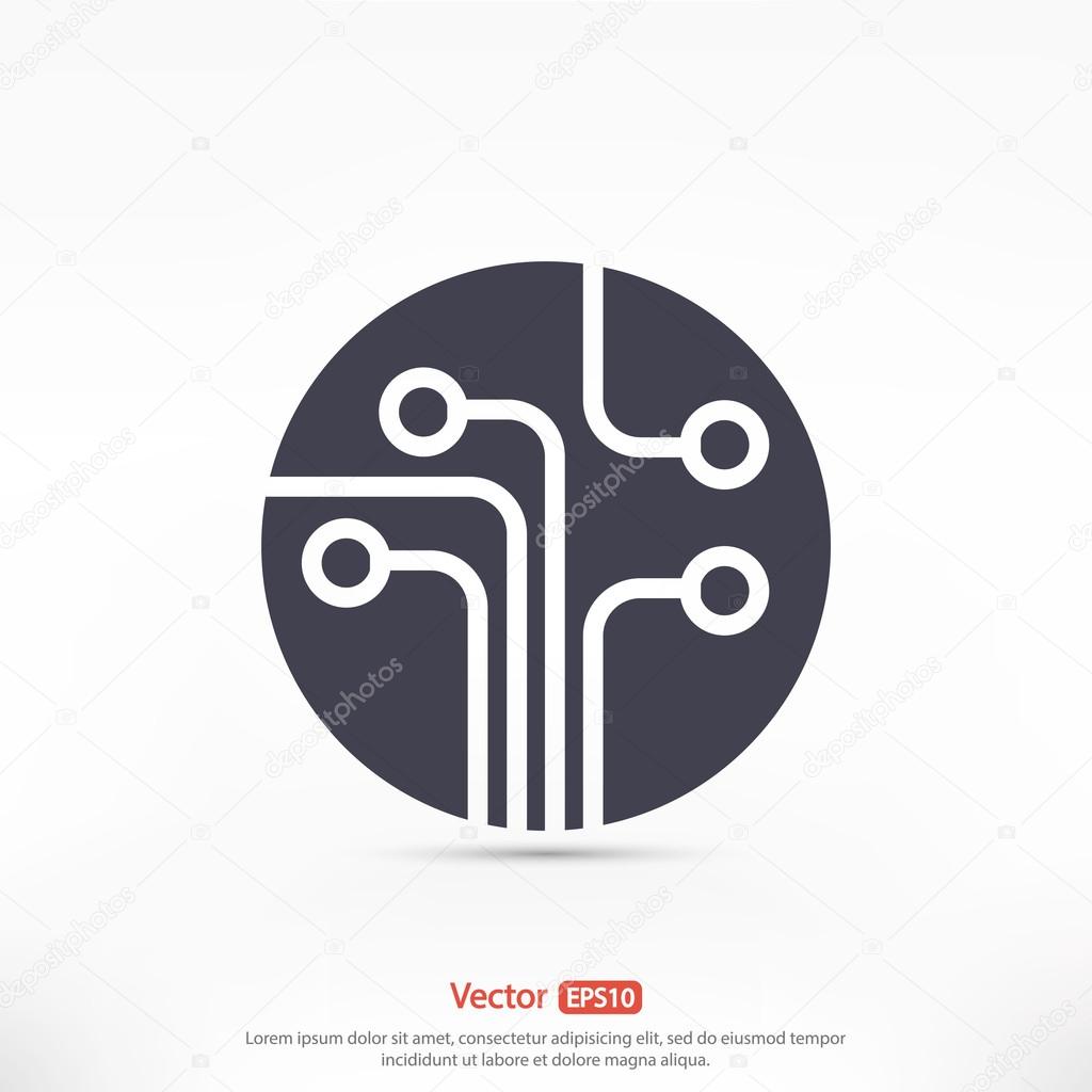 Circuit board, technology icon, vector illustration. Flat design style