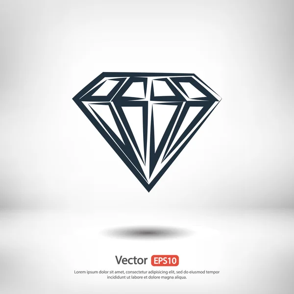 Icono de diamante, diseño plano — Vector de stock