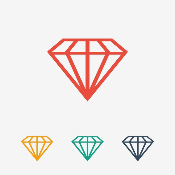 Diament ikona, Płaska konstrukcja — Wektor stockowy