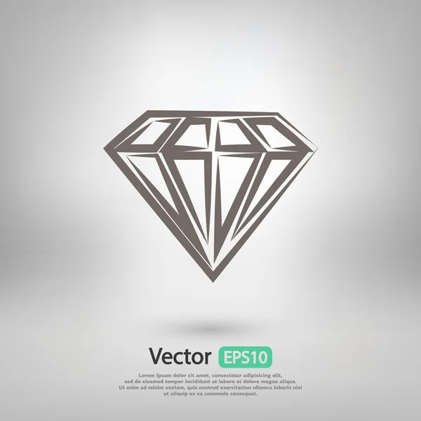 Ícone de diamante, design plano — Vetor de Stock