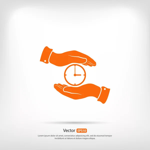 Clock in hands icon — Stock Vector