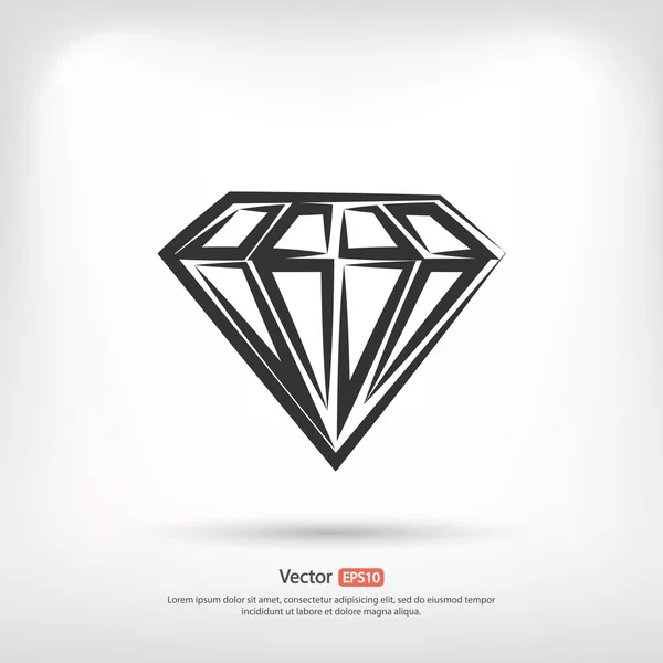 Diamant pictogram, platte ontwerp — Stockvector