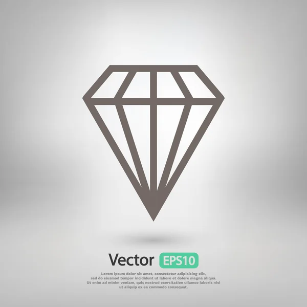 Diamant pictogram, platte ontwerp — Stockvector