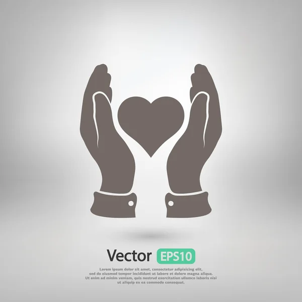 Coeur dans les mains icône — Image vectorielle