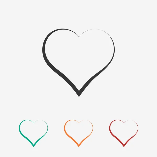 Icono del corazón, diseño plano — Vector de stock