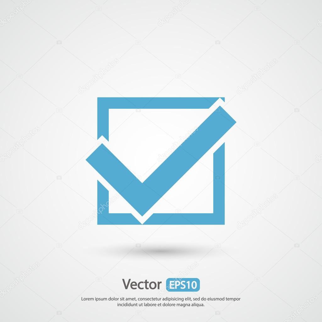 Confirm icon. Flat design style