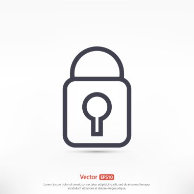 Kilit simgesi, düz tasarım stili