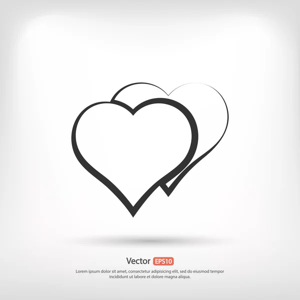 Icono de corazones, diseño plano — Vector de stock