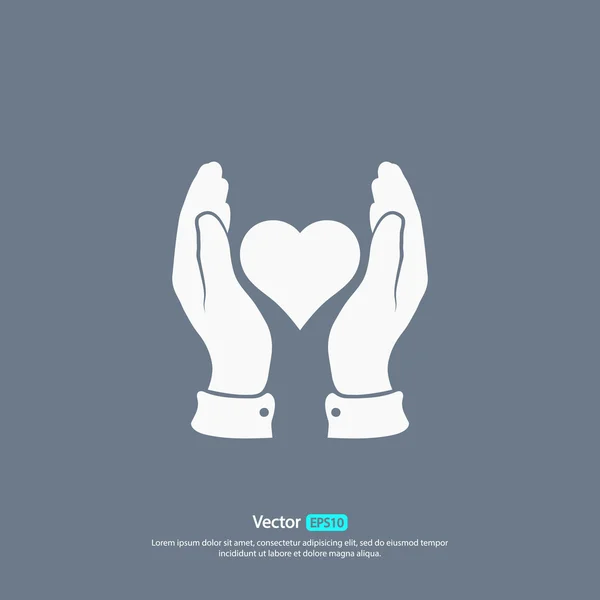Szív-kéz ikon — Stock Vector