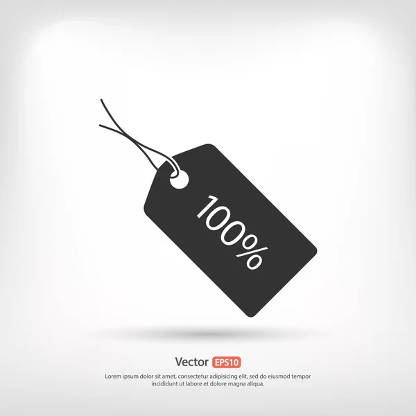 Ícone de tag de 100% — Vetor de Stock