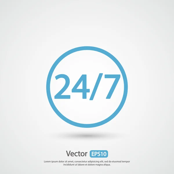 24 horas al día y 7 días a la semana — Vector de stock