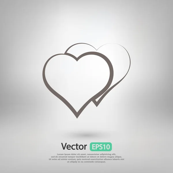 Icono de corazones, diseño plano — Vector de stock